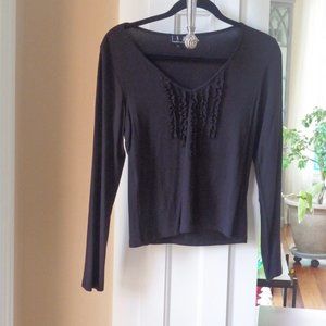 I.N.C. International Concepts long sleeve black v neck Large